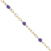 Chaîne avec perles en résine époxy 2 mm - Acier inox 304 Doré - Violet foncé x1m