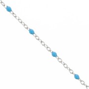 Chaîne avec perles en résine époxy 2 mm - Acier inox 304 - Bleu x1m