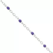 Chaîne avec perles en résine époxy 2 mm - Acier inox 304 - Violet foncé x1m