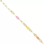 Chaîne maille Fantaisie et résine époxy 2 mm Acier inox 304 Doré Rose Orange x1m