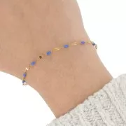 Chaîne maille Fantaisie et résine époxy 2 mm Acier inox 304 Doré - Bleu roi x1m