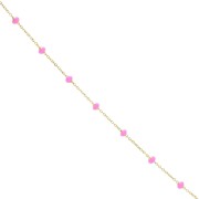 Chaîne maille Forçat et perles époxy 3.4 mm - Acier inox 304 Doré - Rose x1m
