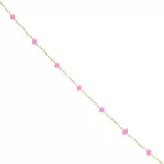 Chaîne maille Forçat et perles époxy 3.4 mm - Acier inox 304 Doré - Rose x1m