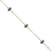 Chaîne maille Forçat et perles époxy 3.4 mm - Acier inox 304 Doré - Bleu nuit x1m