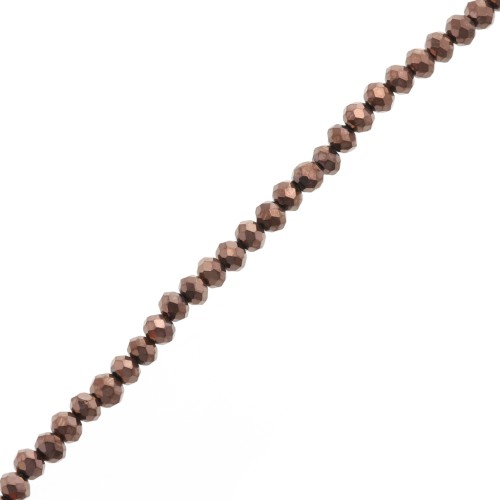 Perles rondelles facettées - rondes aplaties - 4x3.5 mm Brown x40cm