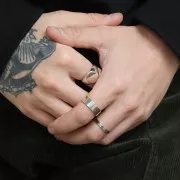 Bague anneau large 7 mm - Taille 59 - Argent 925 Rhodié x1