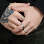 Bague anneau large 7 mm - Taille 61 - Argent 925 Rhodié x1