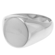 Bague chevalière ovale 15 mm - Taille 64 - Argent 925 Rhodié x1|raw }}