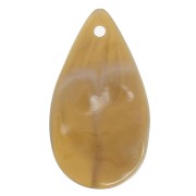 Pendentifs gouttes ondulés en acrylique 30x17 mm - Marbré Marron - Blanc x6|raw }}