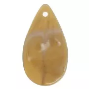 Pendentifs gouttes ondulés en acrylique 30x17 mm - Marbré Marron - Blanc x6