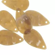 Pendentifs gouttes ondulés en acrylique 30x17 mm - Marbré Marron - Blanc x6