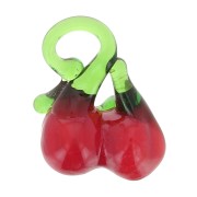Breloques cerise en verre 20x13 mm - Rouge - Vert x4|raw }}