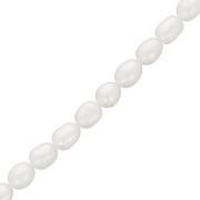 Perles d'eau douce grain de riz - 8x6 mm - Grade A Blanc x15|raw }}