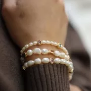 Perles d'eau douce grain de riz - 8x6 mm - Grade A Blanc x15