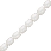 Perles d'eau douce grain de riz - 9x8 mm - Grade A Blanc x6