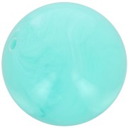 Perles en résine opaque 14 mm - Aquamarine marbré x6