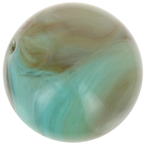 Perles rondes 14 mm en résine opaque - Turquoise marbré x6