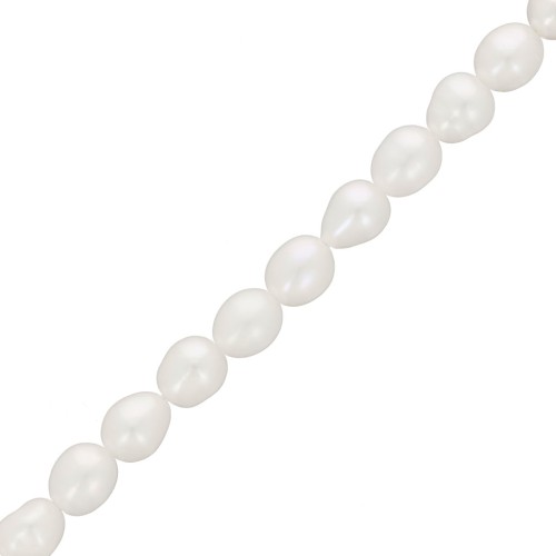 Perles d'eau douce grain de riz 5x4 mm - Grade AA - Blanc x36cm