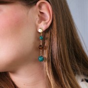 Perles rondes 14 mm en résine opaque - Corail marbré x6