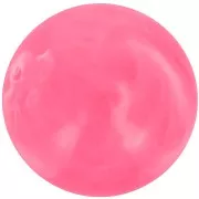 Perles rondes 14 mm en résine opaque - Rose vif marbré x6
