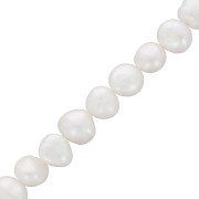 Perles d'eau douce baroques ovales irrégulières 10x9 mm - Grade AA Blanc x35cm