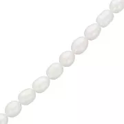 Perles d'eau douce grain de riz - 8x6 mm - Grade A Blanc x35cm
