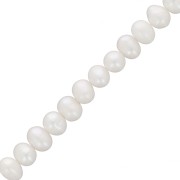 Perles d'eau douce ovales irrégulières 7x6 mm - Grade A  Blanc x34cm