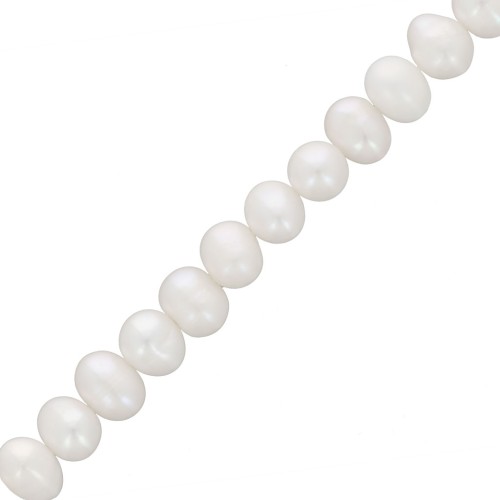 Perles d'eau douce ovales irrégulières 7x6 mm - Grade A Blanc x34cm
