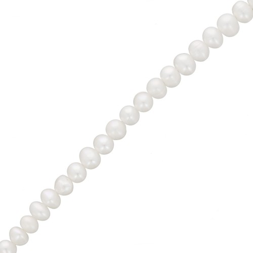 Perles d'eau douce ovales irrégulières 4.5x3.5 mm - Grade AA-  Blanc x37cm