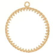 Pendentif rond travaillé pour cabochon plat 26 mm - Plaqué Or 3 microns x1|raw }}