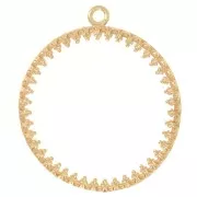 Pendentif rond travaillé pour cabochon plat 26 mm - Plaqué Or 3 microns x1