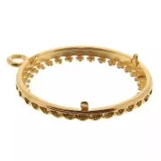 Pendentif rond travaillé pour cabochon plat 26 mm - Plaqué Or 3 microns x1