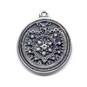 Pendentif médaille 27 mm argenté vieilli x1|raw }}