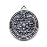 Pendentif médaille 27 mm argenté vieilli x1