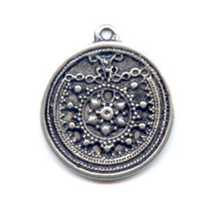 Pendentif médaille 27 mm argenté vieilli x1