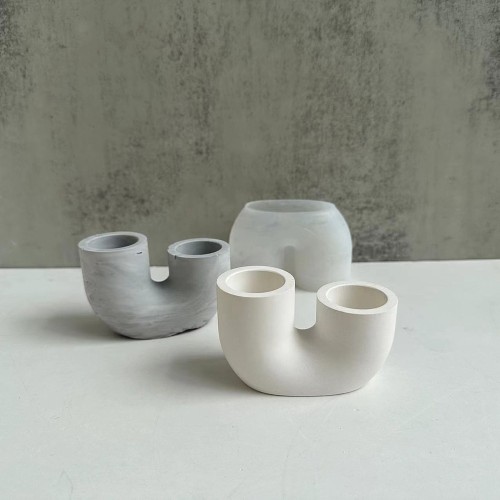 Moule silicone pour réaliser un bougeoir forme U asymétrique 7x10 cm x1