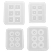 Set de 4 moules silicone pour réaliser des perles rondes et carrées en résine