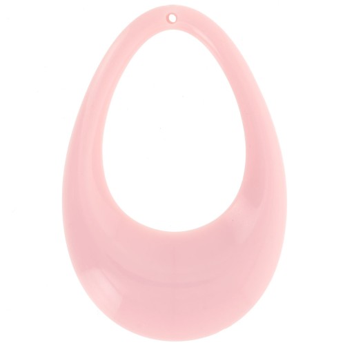 Pendentif goutte évidé en acrylique opaque 45x30 mm - Rose clair x1