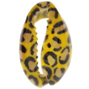 Coquillage Cauri 18-23 mm imprimé motif léopard -  Jaune - Ocre - Noir x1|raw }}