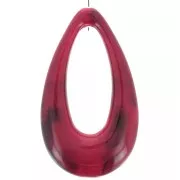 Pendentif goutte évidé 45x25.5 mm en acrylique - Marbré Rouge foncé - Noir x1