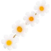 Perles fleur marguerite 9-7 mm en verre - Blanc - Jaune orangé x4