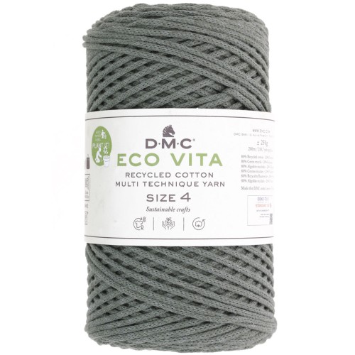 Bobine de cordon DMC 3 mm coton recyclé - Eco Vita 4 - Vert militaire x 200m