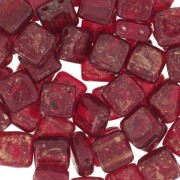 Tile beads 6 mm Siam Gold Marbled x50