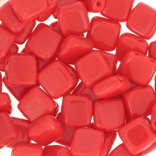 Tile beads 6 mm Red Corail x50