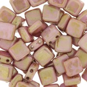 Tile beads 6 mm Luster Opaque Rose/Gold x50|raw }}