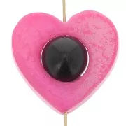Perle coeur évidé 18 mm - Coquillage teinté -  Rose irisé x1