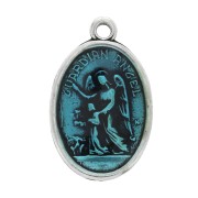 Médaille résine époxy Saint 25 mm turquoise  x1|raw }}