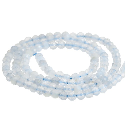Perles  rondes facettées 3 mm en pierre gemme  - Blue Lace Agate x38cm