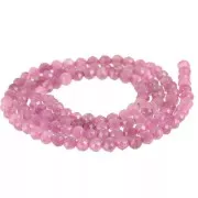 Perles  rondes facettées 3 mm en pierre gemme  - Tourmaline rose x38cm