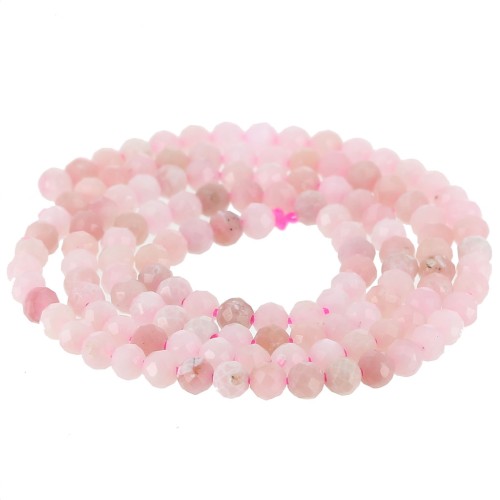 Perles  rondes facettées 3 mm en pierre gemme  - Opale rose x38cm